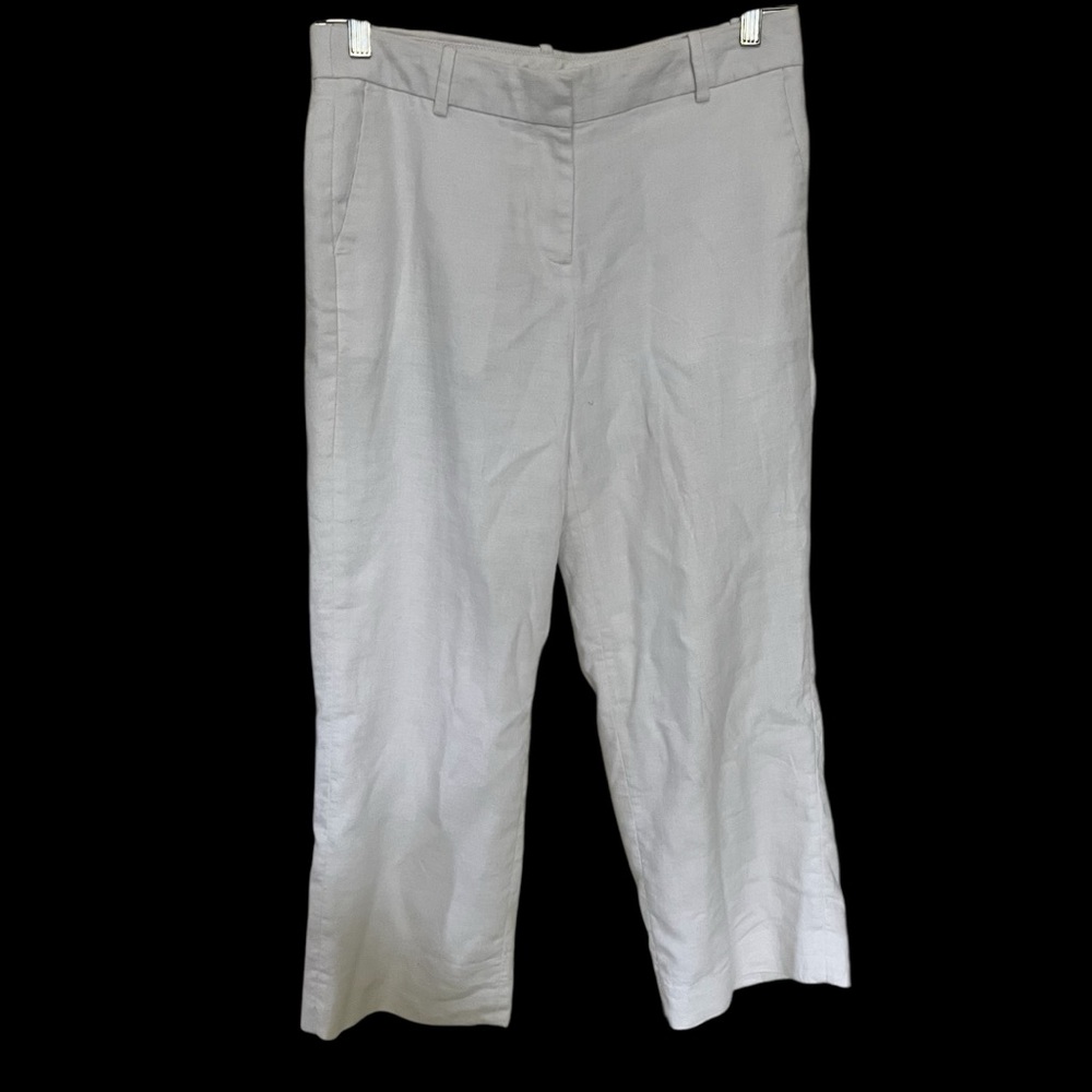 J Crew white linen blend SZ 8 Wide-Leg Pants Cropped fully lined zip front